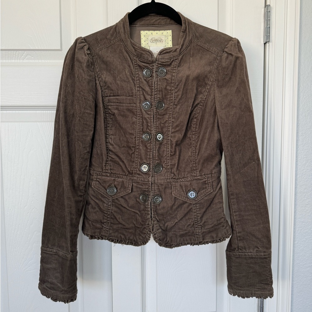 Cidra Anthropologie Chocolate Brown Corduroy Jacket